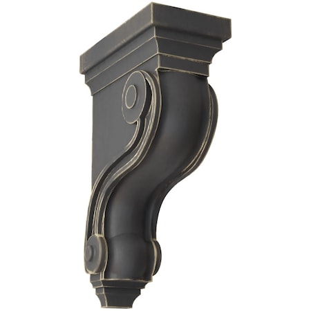 Ekena Millwork 3 3/8"W x 6 1/2"D x 10 1/2"H Boston Traditional Scroll Wood Vintage Decor Corbel, Black CORWD03X06X10TSBL